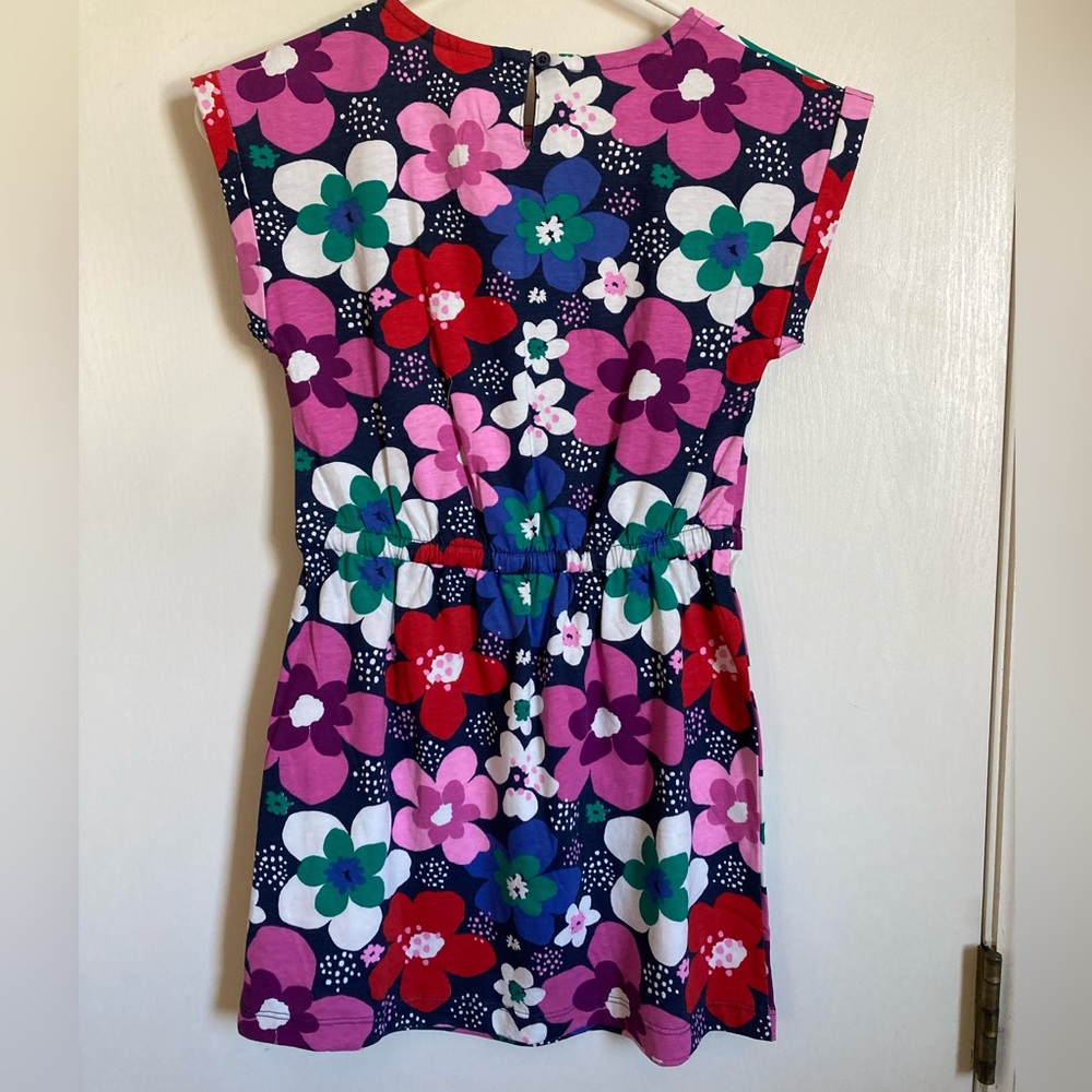 🌞Gymboree New Navy Multicolor Floral Cuffed Cap Sleeve Dress - Picture 6 of 6